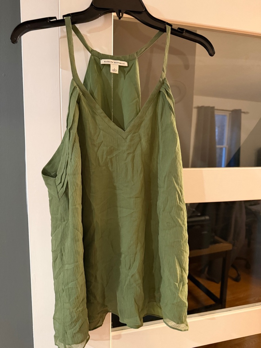 Banana Republic Olive Green V-Neck Spaghetti Strap Camisole